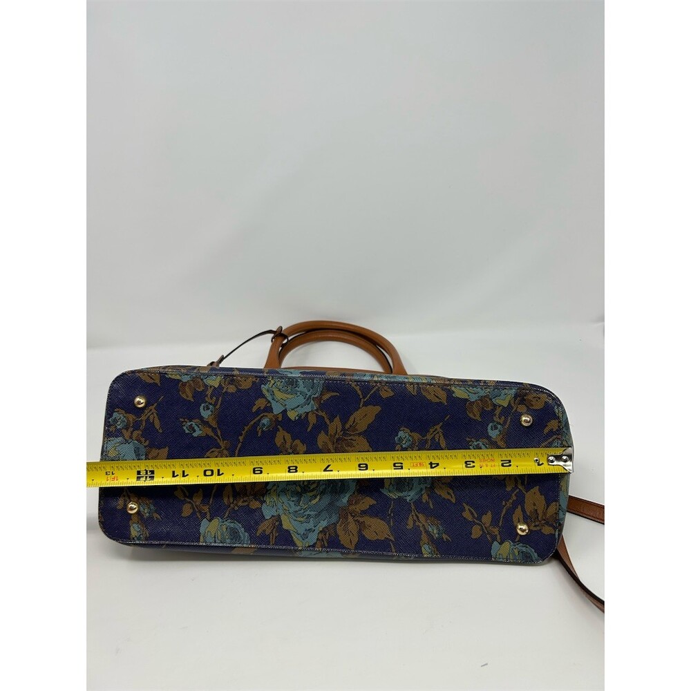Lauren Ralph Lauren Satchel Top Shoulder Handle Bag Medium Navy Floral Zip - Picture 12 of 13